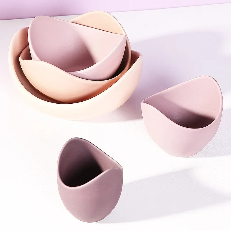 Ceramic Plate Sets Creative Fruits Organizer Tray 5 Stacked Ceramic Lotus Bowl Dishes Plates Dining Room Decoration 5PCS Set