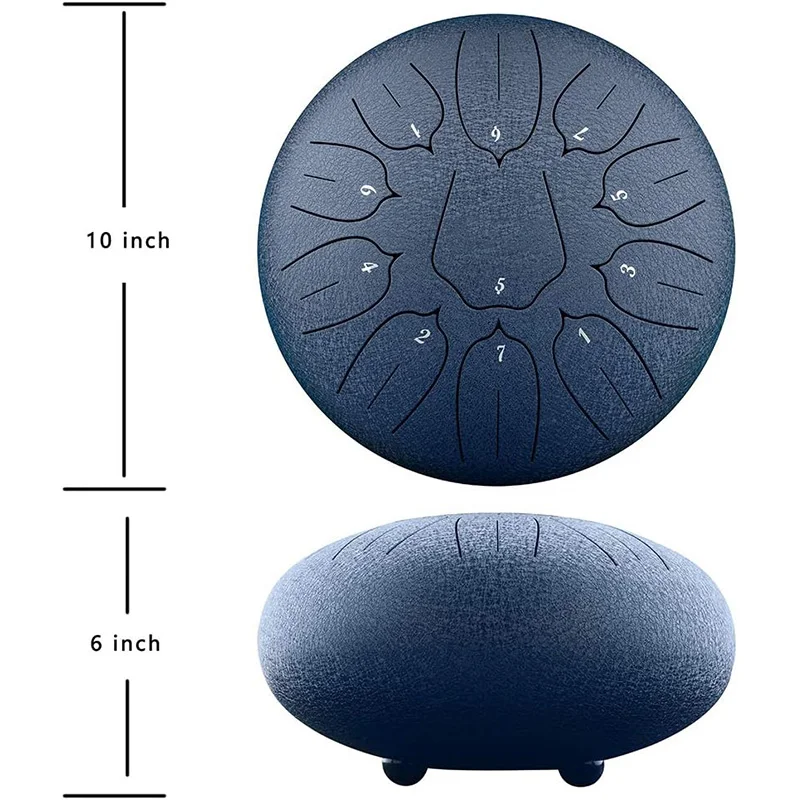 Fotografia 6: Hluru Tambor Musical de Língua de Aço Glucophone de 10 Polegadas com 11 Notas, Tons D, Instrumento de Percussão Etéreo