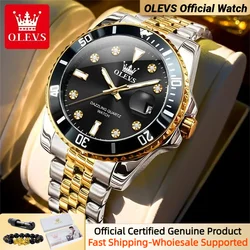 OLEVS 9809 Original Luxury Brand Men's Watches Rotating Bezel Diamond Business Dress Wristwatch Man Date Quartz Watches for Men