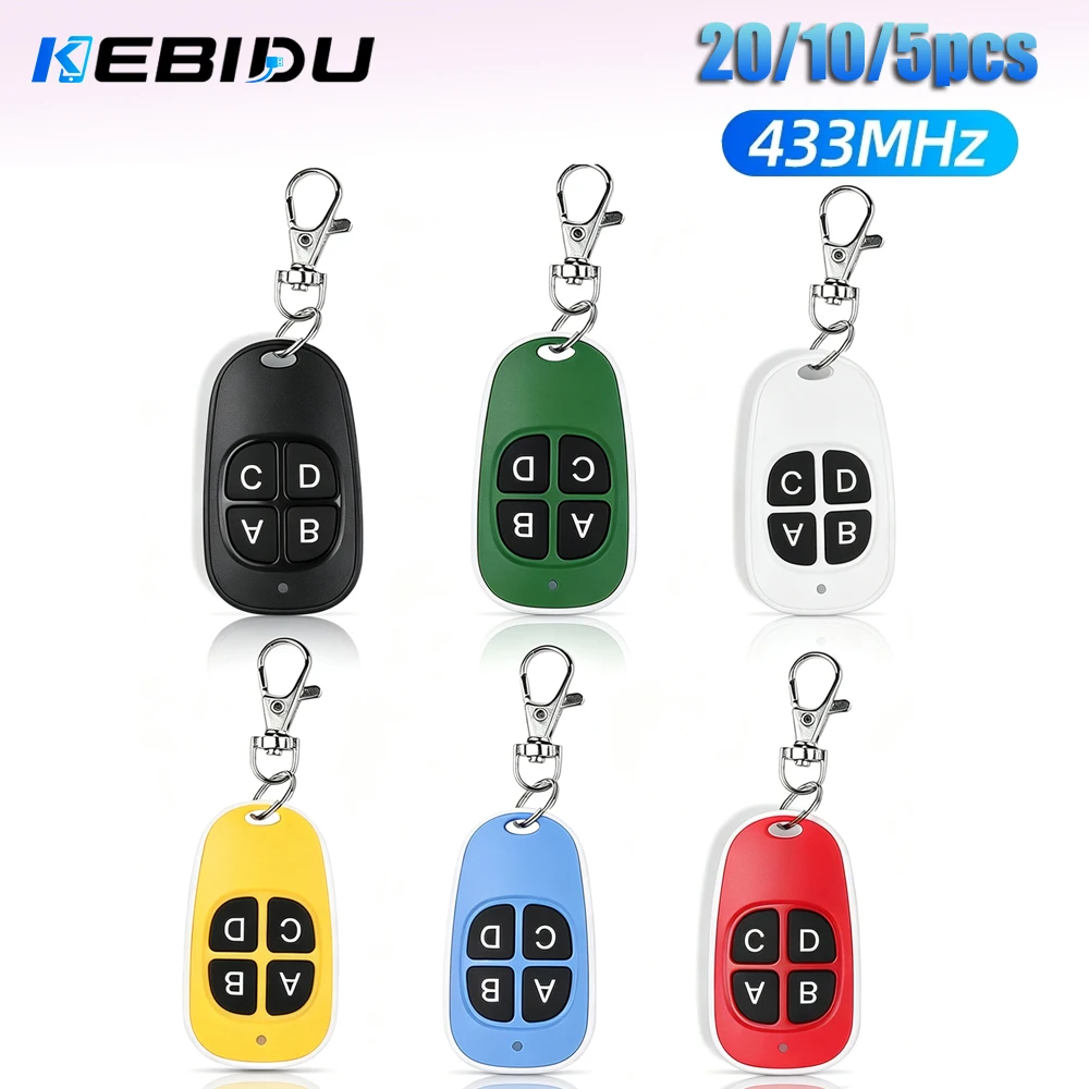 KEBIDU 20/10/5pcs 433MHz Remote Control Universal Garage Remote 4 Buttons Duplicator Controller Replacement Car Keys for Garage