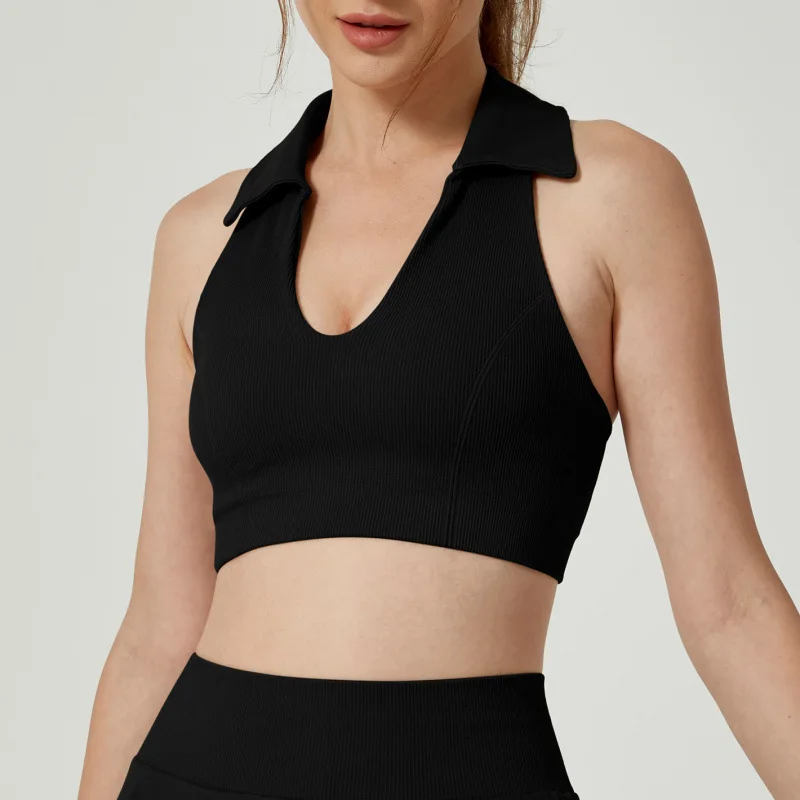 Women's Seamless Yoga Fitness Vest Logo Nude Golf Sets Front Waist Logo Sports Tennis Outdoor Running Skirt Suits Gym Workout