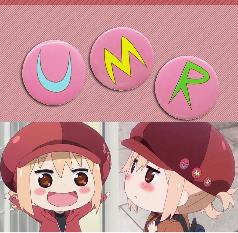 Anime Doma Umaru Cosplay Hat UMR Himouto! Umaru-Chan Cosplay Cap with Badges Umaru Doma Anime Costume Hat Accessory Umaruchan