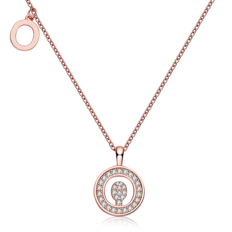 

SGARIT Classic Letter O Woman Necklace S925 Sterling Silver Jewelry Pendant Rose Gold Plated 0.24CT VVS1D Diamond Necklace