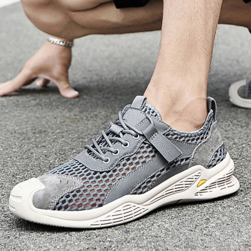 

Shoes for Men 2023 Hot Sale Lace Up Men's Vulcanize Shoes Autumn Net Cloth Breathable Low-heeled Outdoor Walking Shoes Men