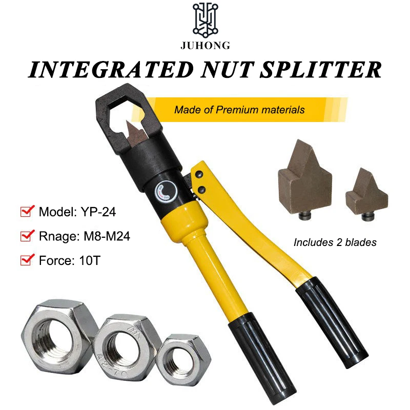 8/10T Hydraulic Integral Nut Splitter with Dual Chrome Steel Replaceable Jaws & Thickened Insulated Handle YP-24/YP-27