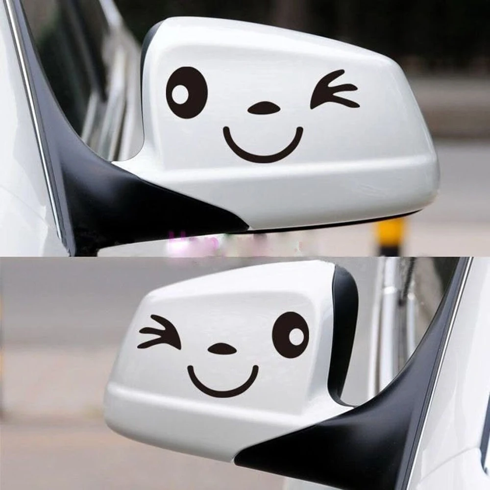 Funny 2 Winking Smile Side Mirror Sticker Decal Winking Smile Tail Light Stickers Decals Car Auto Vehicle Vinyl Watreproof