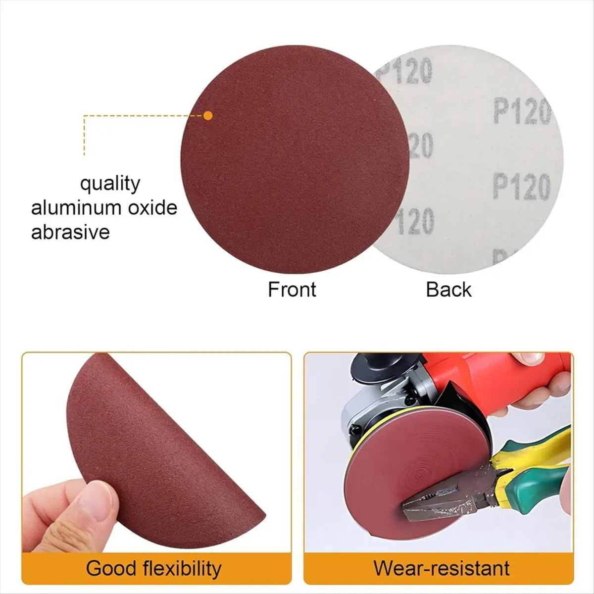 4Inch Angle Grinder Sanding Discs 100pcs, Sand Paper Discs with Hook and Loop Backing Pad & 1/4inch Drill Adapter for Wood
