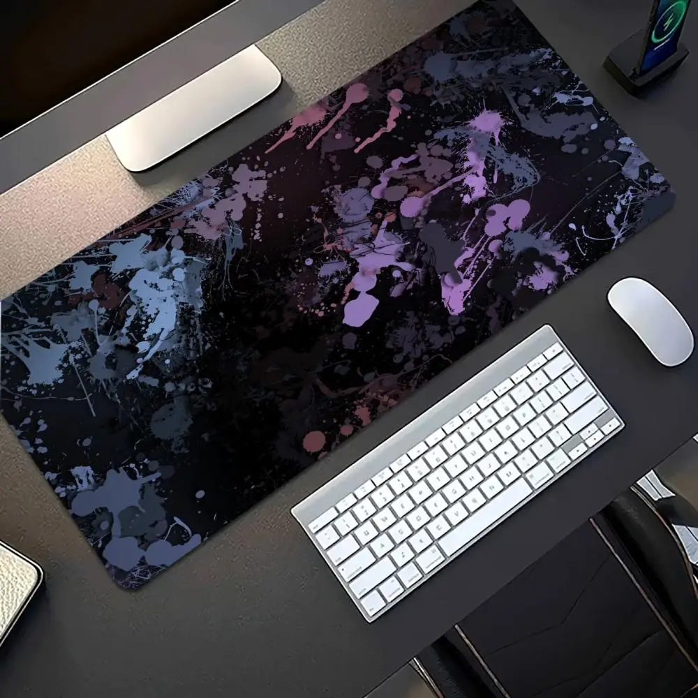 Orange Black Marble Swirl Abstract Art Large Gaming Mouse Pad Non Slip Rubber Desk Mat For Laptop Keyboard Home Office Workspace