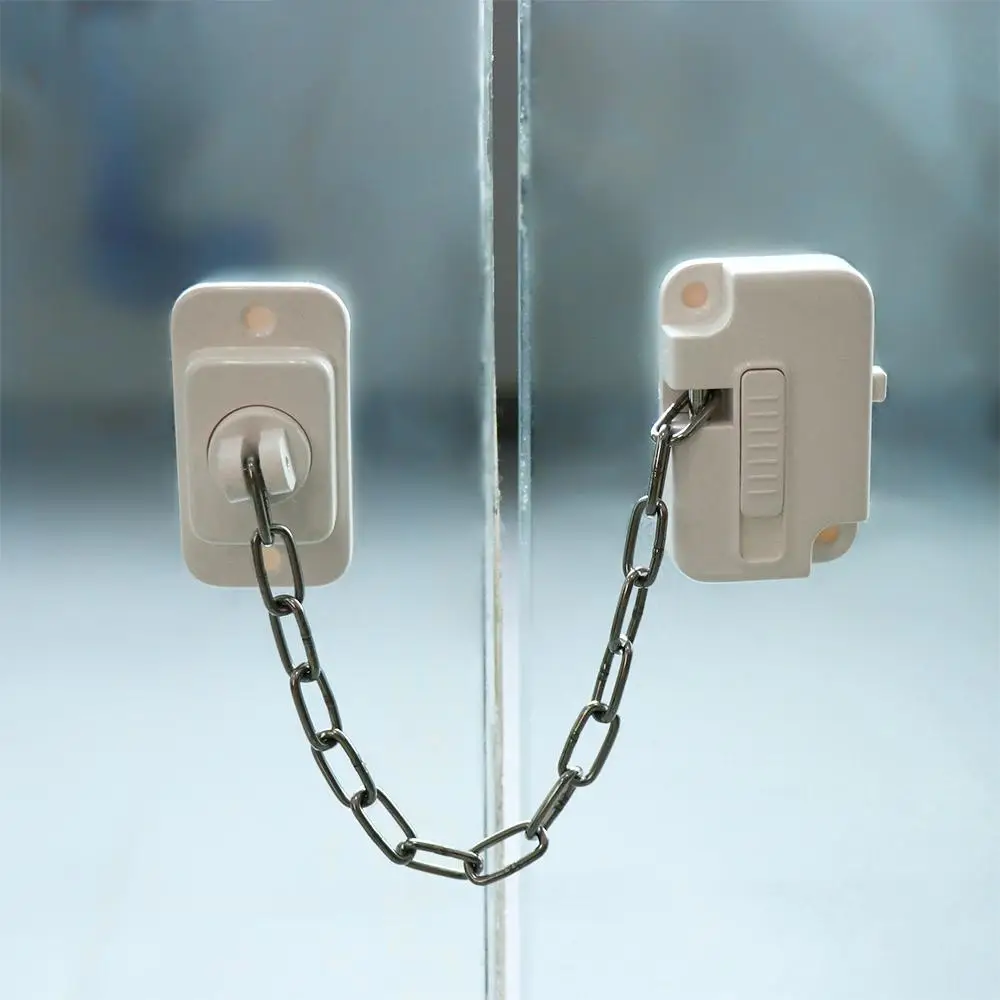 

Adjustable Window Security Lock Sturdy ABS Window Frame Chain Lock No Drilling Self Adhesive Window Restrictor