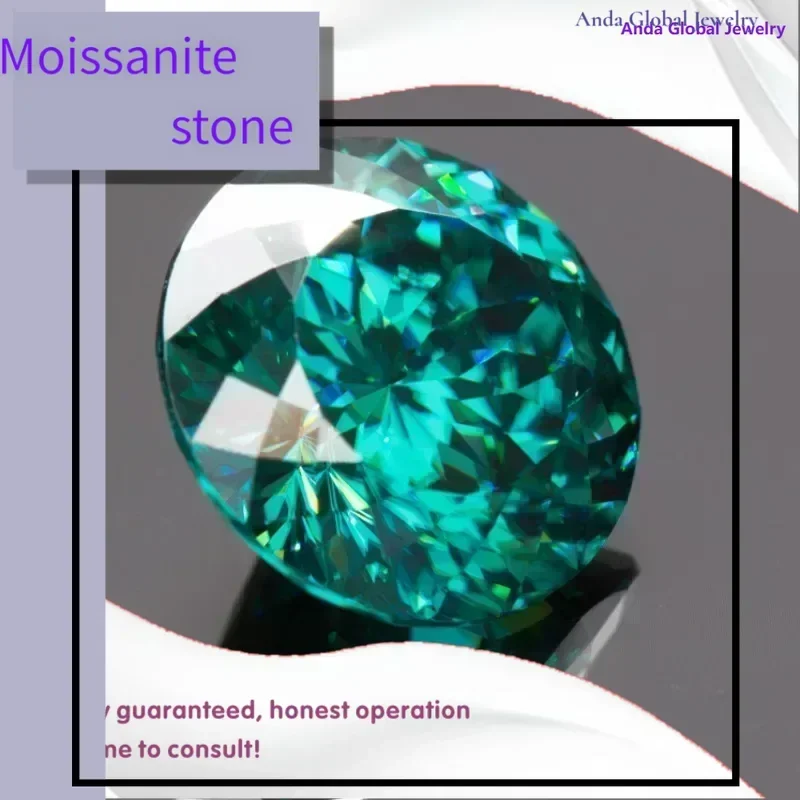 

Камень M-Муассанит круглой формы, 100-лицевая огранка, изумрудно-зеленый, натуральные цвета с сертификатом GRA, подвески для изготовления драгоценностей