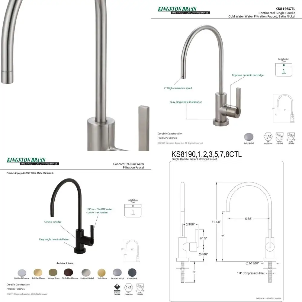 

Brushed Nickel KS8198CTL Single-Handle Filtration Faucet by Continental
