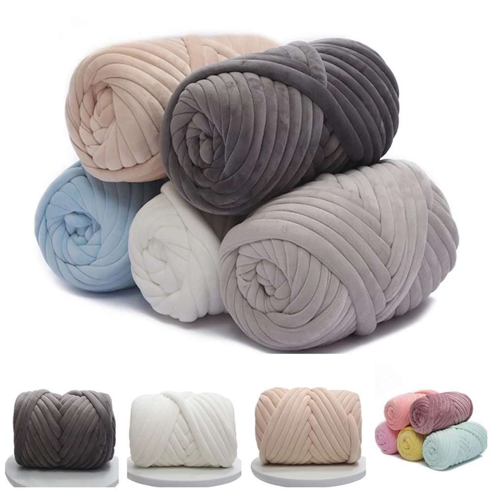 

1KG 1000G Super Velvet Chunky Yarn Thick Bulky Giant Thread White Bag for Hand Knitting DIY Arm Soft Big Blanket Carpet 자이언트얀