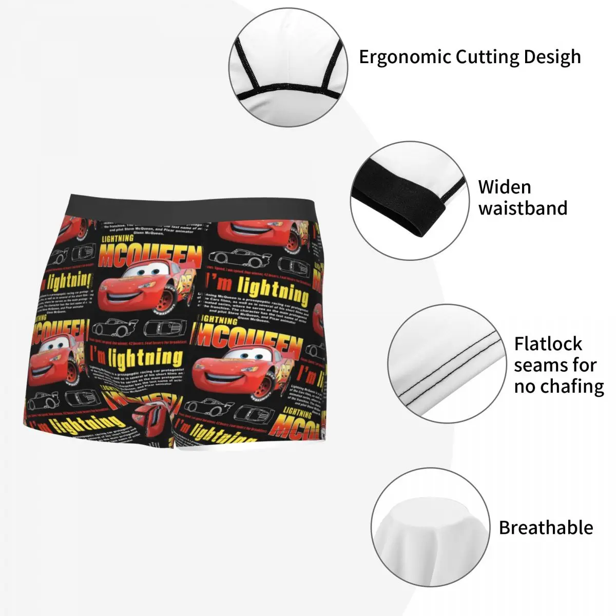 Lightning Mcqueen Cars Galaxy Men Long Underwear Boxer Shorts Panties Sexy Mid Waist Underpants for Male S-XXL