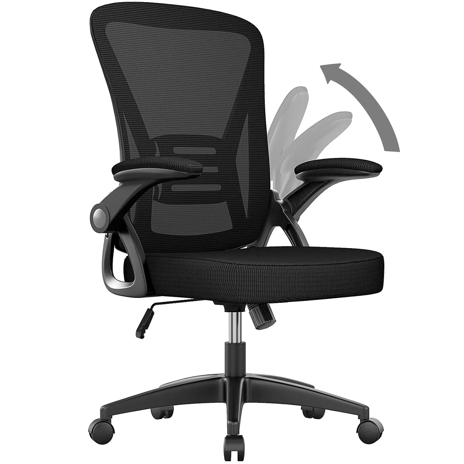 

Ergonomic Mesh Mid Back Office Chair Adjustable Swivel Flip Arms Lumbar Support Home Study Desk , Custom