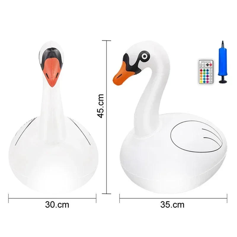 Swan RGB Dimmable Solar Swan Pool Lights Waterproof Inflatable Lights For Pool Yard Wedding Decor