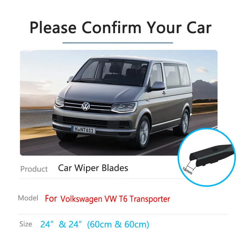 Car Front Wiper Blades For Volkswagen VW T6 Transporter 2015 2016 2017 2018 2019 2020 2021 2022 Screen Windshield Accessories