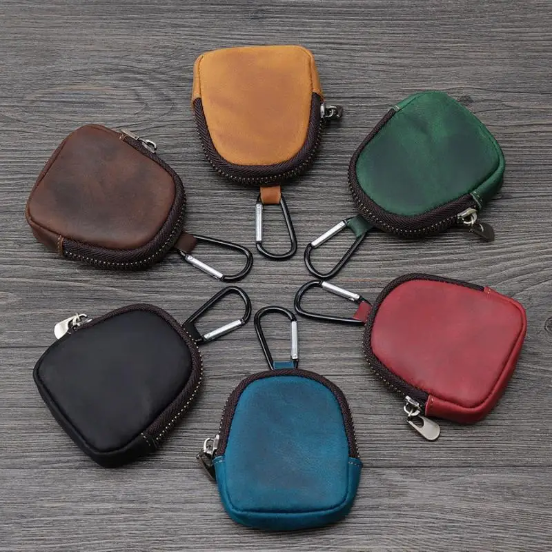 PU Leather Mini Coin Purse, Keychain Wallet, Mini Coin Purse With Zipper And Metal Carabiner, Perfect For Hiking