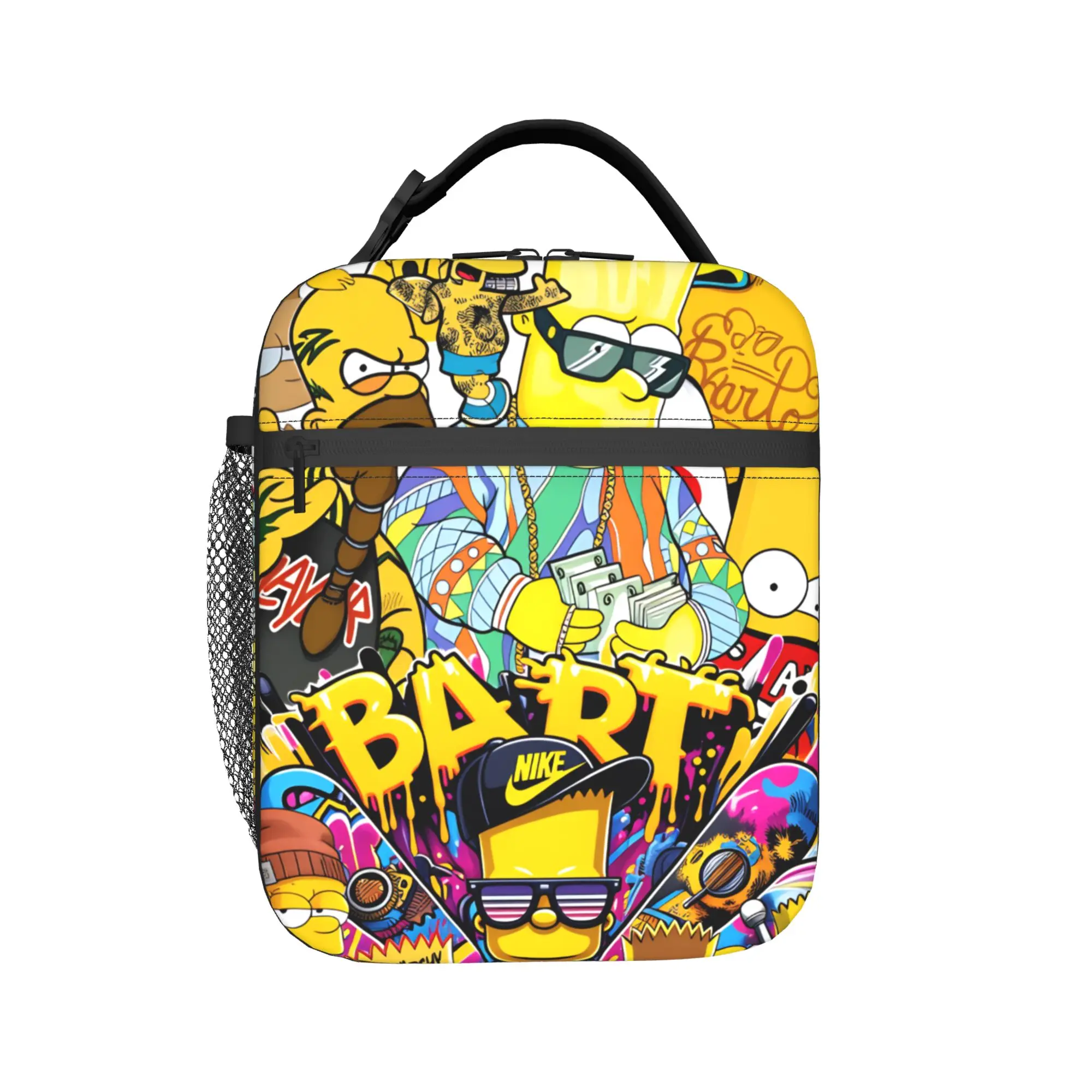 S-Simpsons Bart Hip Hop Style Lunch Bag  Fun Lunch Box For Adult Office Portable Cooler Bag Oxford Print Tote Food Bags