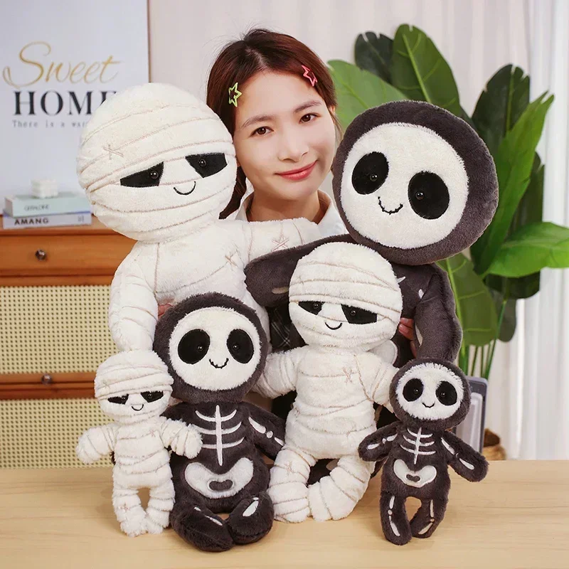 

High Quality Cartoon New Halloween Plush Doll Pillow White Mummy Pumpkin Plush Toy Holiday Decoration Gift For Boys And Girls