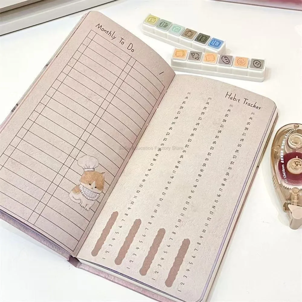 Cartoon Illustration Cute Little Elephant Schedule Planning Notebook Color Inner Page Daily Planner Portable Pocket Book #6