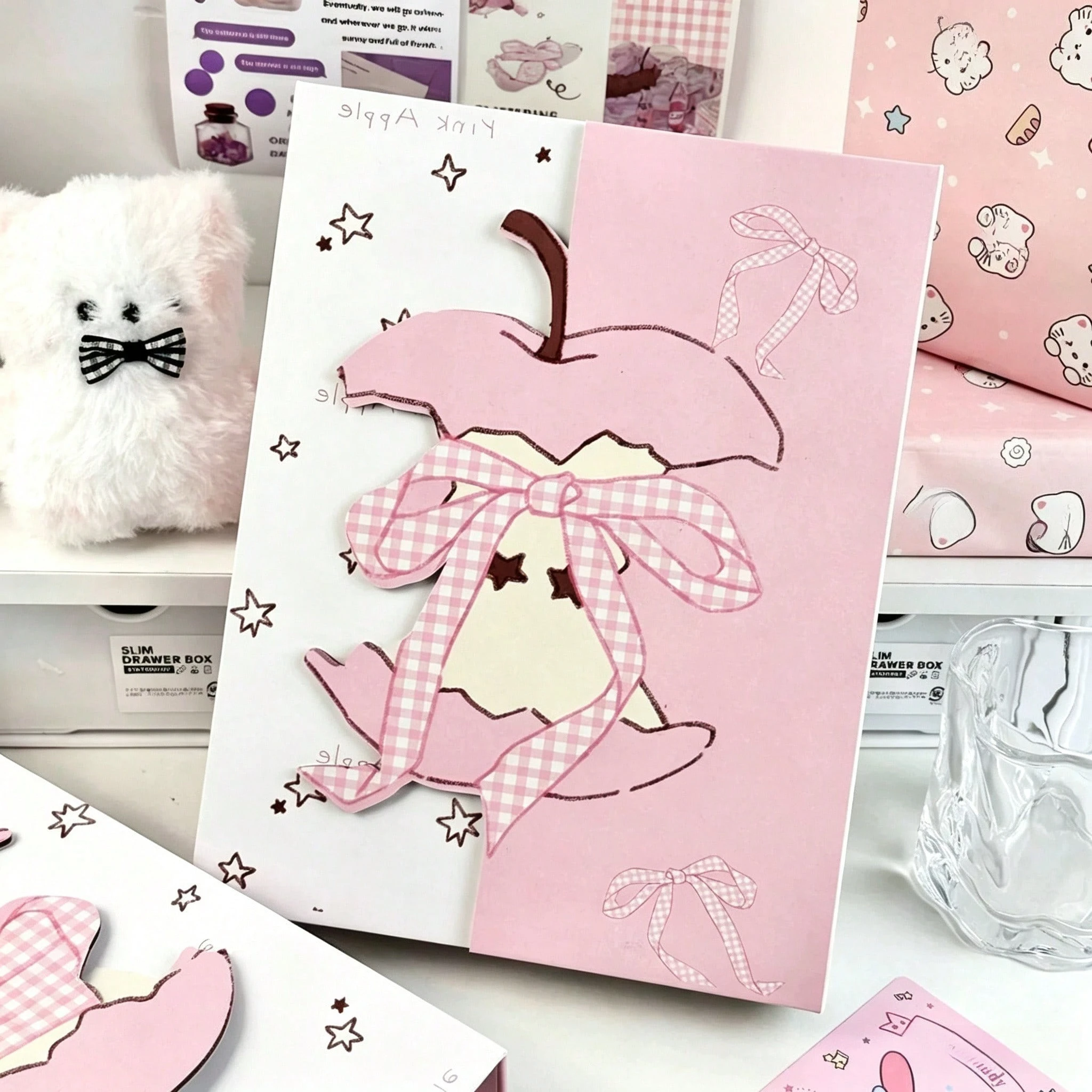 Koreanisches A5 Bogenförmiges Apple Magnetisches Loseblatt-Notizbuch Kartenhalter Journal Scrapbook Planer für Schulbedarf
