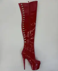 Sexy over-the-stivali al ginocchio con 17 centimetri tacchi, della fase del partito pista di scarpe, E pole dancing stivali con un 7in lace-up sul retro