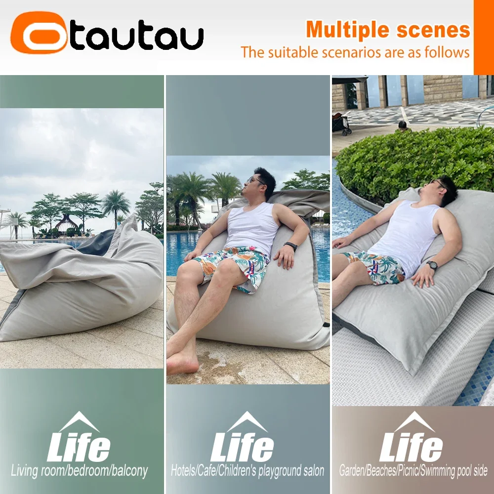 OTAUTAU 140x180cm Thick Soft Faux Suede Bean Bag Cover No Filler Home Outdoor Pillowsac Beanbag Pouf Salon Lounge Sofa Bed DD081