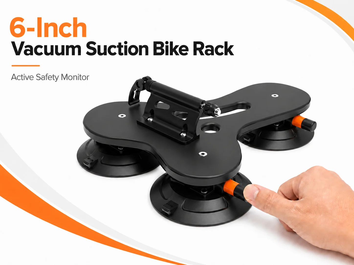 Portable Lightweight Industrial Grade 3-Cup S-Frame Quick Setup No-Drill Paint-Safe Sedan SUV Travel Suction Cup Bike Rack 6in
