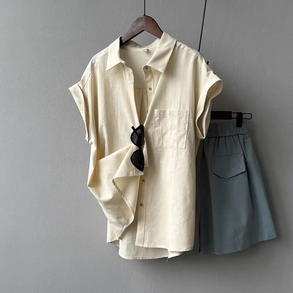 Elegant French Flair Chiffon Blouse 2025 - Women's Summer Short Sleeve Top with Flutter Sleeves & Relaxed Fit