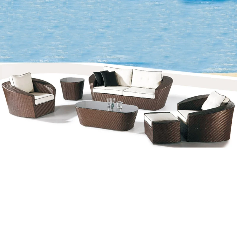 Modern Rattan Garden Wicker Free Combination Patio L Shape Sofa With Coffee Table For Villa Outdoor Furniture Garden Sofas