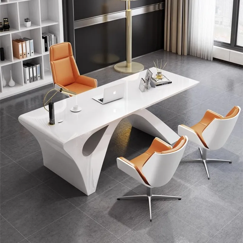 

Modern Light Luxury High End White Boss Manager In Charge Of The Company Executive Office Desk Computer Alien Desks Commercial