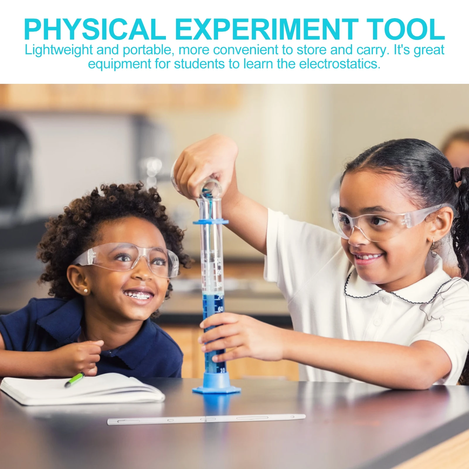 

2 set 2 Sets Electrostatic Experiment Glass Stick Silk Cloth Physics Class Teaching Aids School Physical Supply Friction