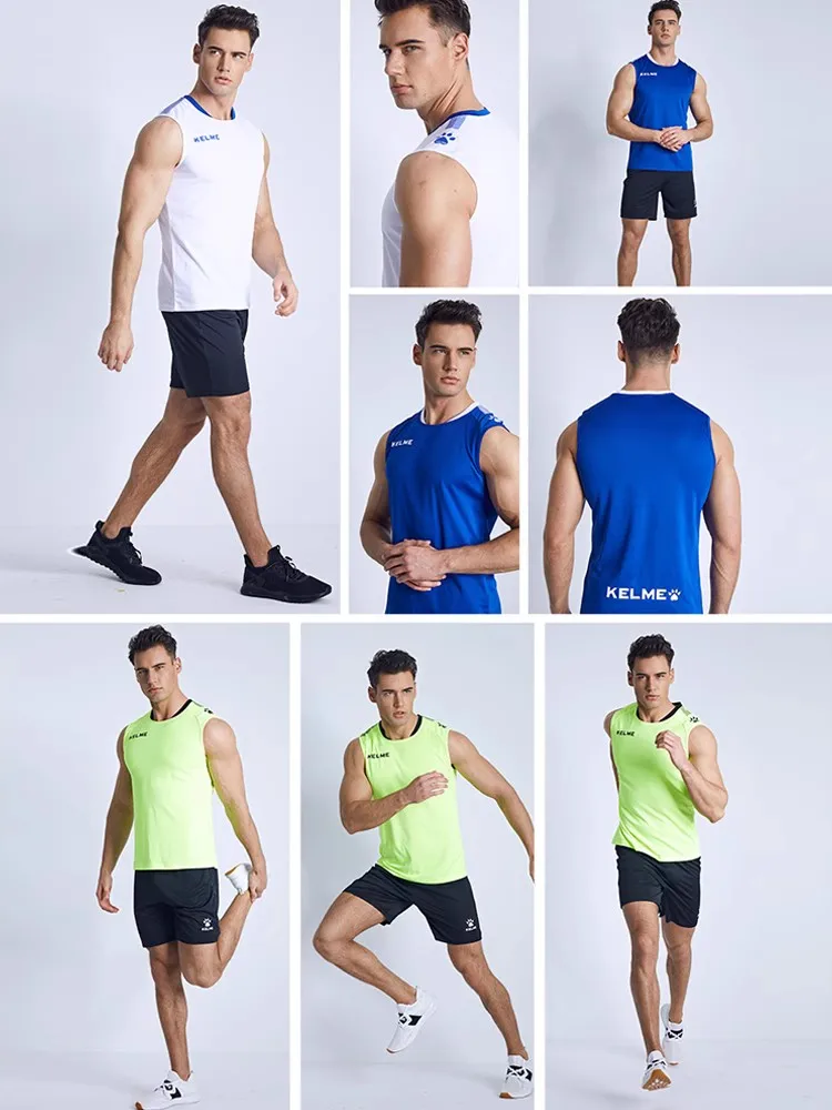 KELME Men soccer Vest Training T-shirt Sleeveless Summer Sports Tights Running Vest Football Jerseys Fitness quick-dry 3891061