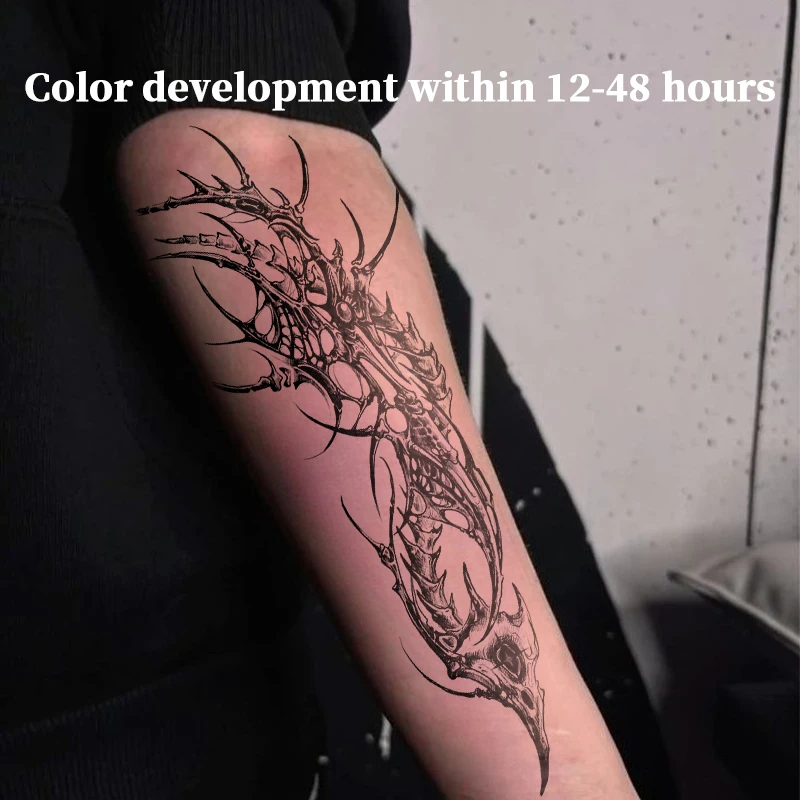 Gothic Dark Dragon Skeleton Herbal Juice Tattoo Waterproof Long Lasting Semi Permanent Temporary Tattoos For Arm Body Art