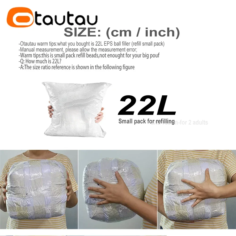 OTAUTAU 22L 3-5mm Eco-friendly Bean Bag Chair Filler EPS Foam Ball Beanbag Re-filler Filling Sofa Pouf Ottoman Stool Stuffing