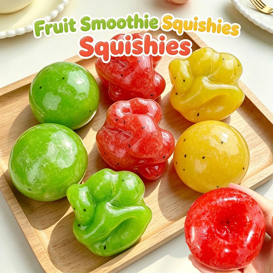 Handmade Watermelon Kiwi Passion Fruit Slush Squishy Toy Soft Slow‑Rebound Stress Relief Squeezy Toy Realistic Fruit Model Gift