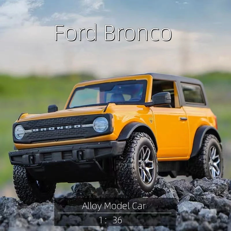 1:36 Ford Bronco SUV Alloy Car Model Diecasts & Toy Simulation Metal Off-road Vehicle Model Sound and Light Car Childrens Gifts