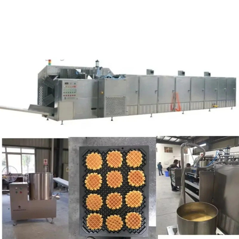 Customized Commercial Automatic Gas Waffle Baking Stove Stainless Steel Large Capacity 50-300 kg/h Fillable Chocolate Cream