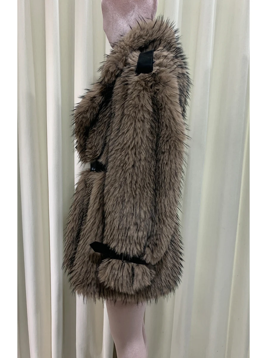 الخريف الشتاء المتضخم شعر أشعث سميكة الدافئة لينة فو الثعلب معطف الفرو النساء الفاخرة مصمم الملابس موضة رقيق سترة 2025 #4