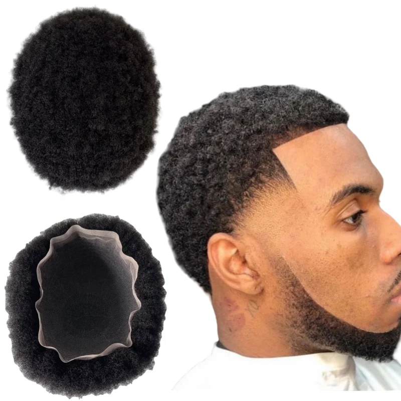 

Системы натуральных человеческих волос # 1 темно-черный афро парик с корнем 4 мм, 8x10, полный кружевной блок для чернокожих мужчин