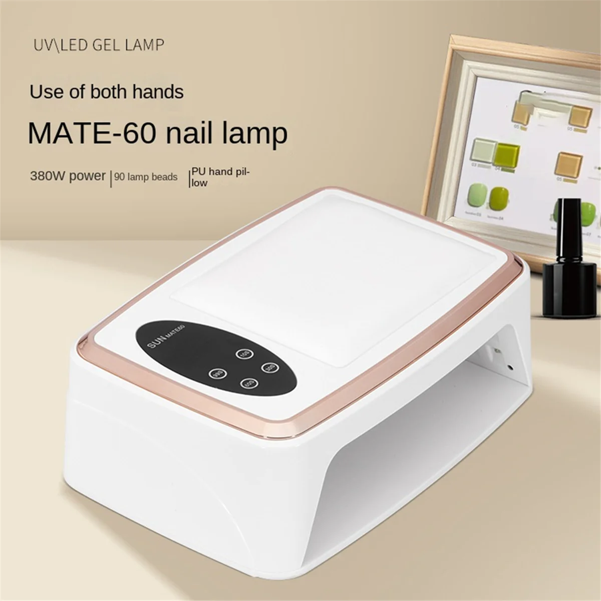 Secador de uñas de 380W, 90 LED, lámpara UV para curado todo el esmalte de uñas de Gel, detección de movimiento, manicura y pedicura, enchufe estadounidense