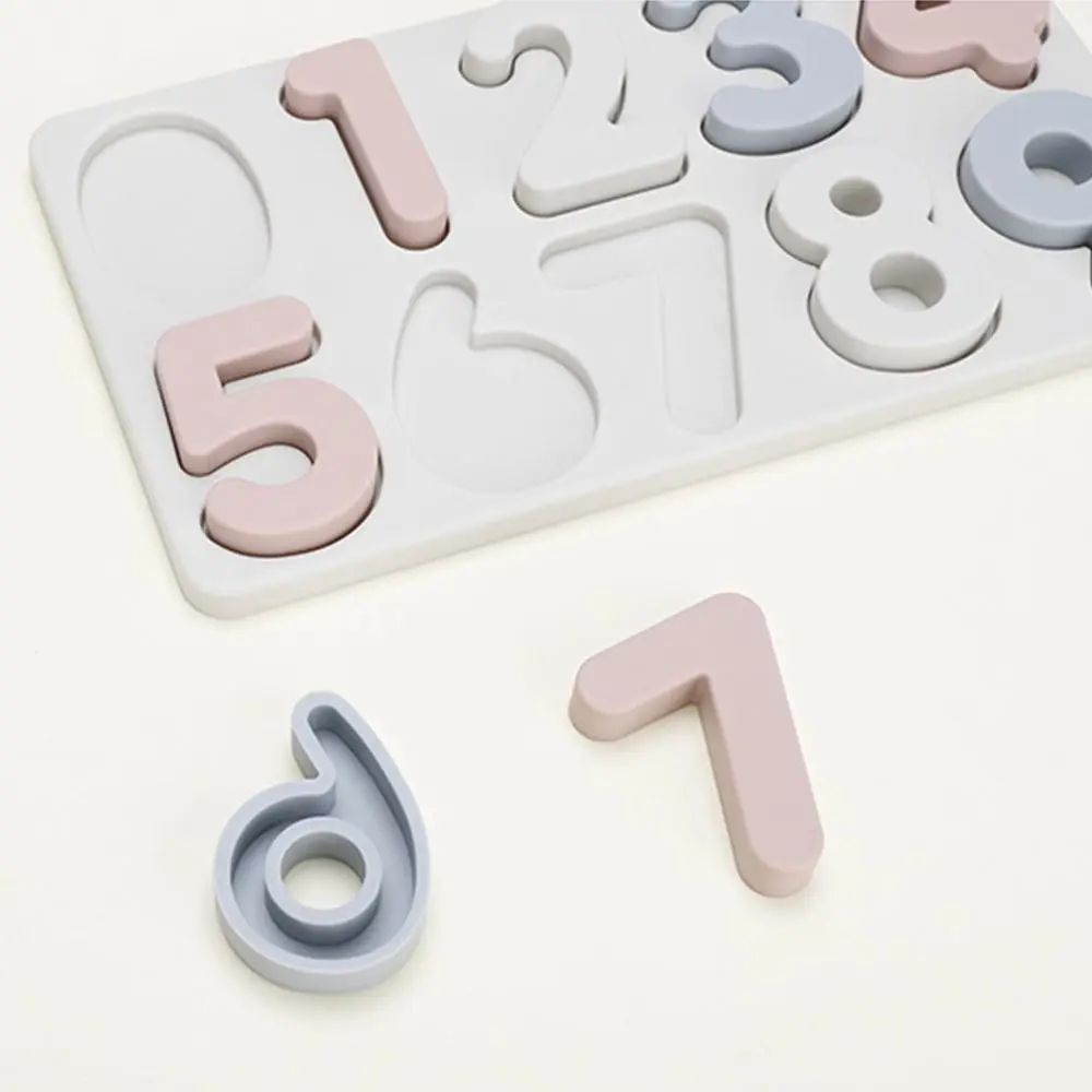 Creative Early Education Digital Puzzle Silicone Pastel Colors Number Board Toy BPA Free Interactive Number Matching Games