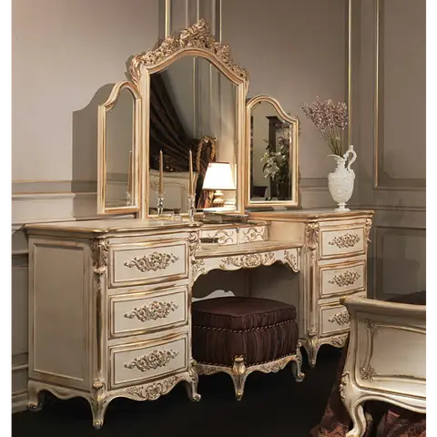 Luxury Dresser with Mirror Elegant Hand Carved Classic Luxury Italian Dresser with Mirror Bedroom Furniture