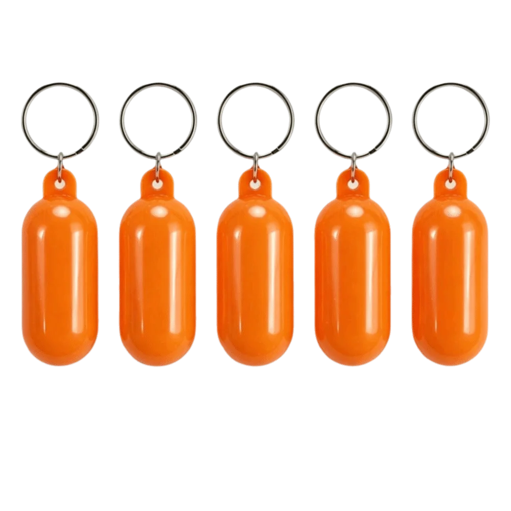 5pcs New 65x25x25mm Floating Keychain ABS Plastic Orange or Red Buoyant Key Float Metal Key Ring Oval Floating Key Ring Swimming