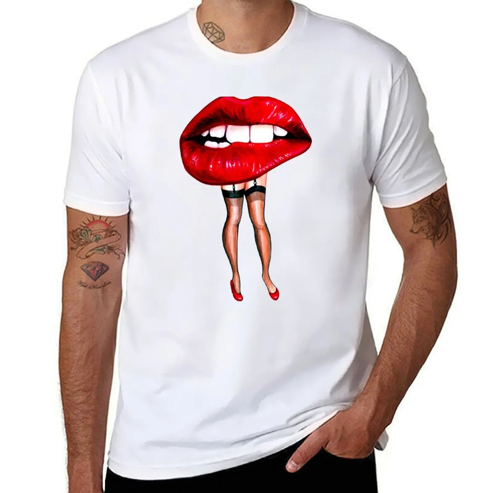 

Lip Pin-Up - Crimson T-Shirt man t shirts high quality luxury brand cotton tshirt 100% T-Shirt