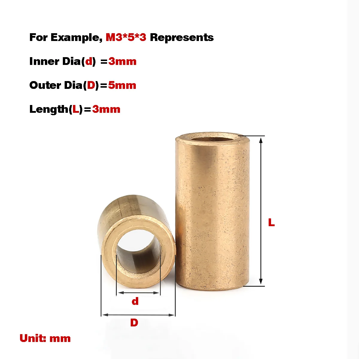 Weiyi M3 M4 M5 M6 M8 M10 M12 M14 M16 M18 M20 Pulvermetallurgie-Öllager Kupferhülse Reine Kupferwellenhülse – Detail 2