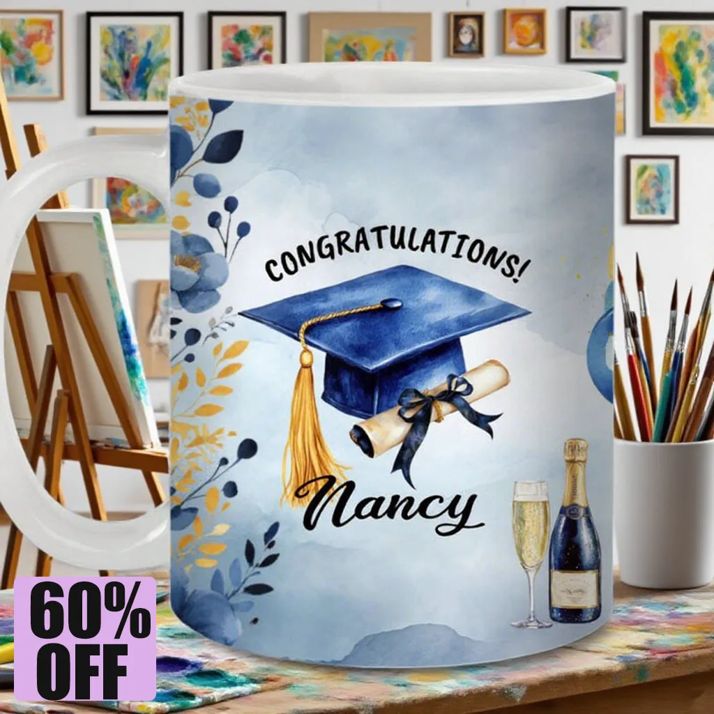 

2025 Personalized Class of Graduation Cup 11oz Custom Name Engraved Ceramic Coffee Mug High School College Graduation Gift