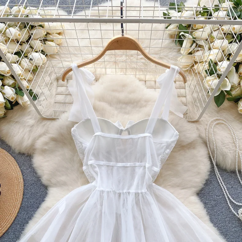 Gaun Pengantin Seksi untuk Role Play, Pakaian Tidur Wanita Model Sheath dengan Tali Spaghetti, Pakaian Tidur Wanita dengan Renda dan Kain Gauze, Piyama Erotis