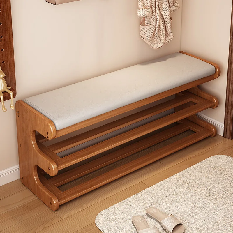 Light luxury soft cushion shoe changing stool, multi-layer shoe rack, shoe wearing stool, foldable storage, shoe cabinet