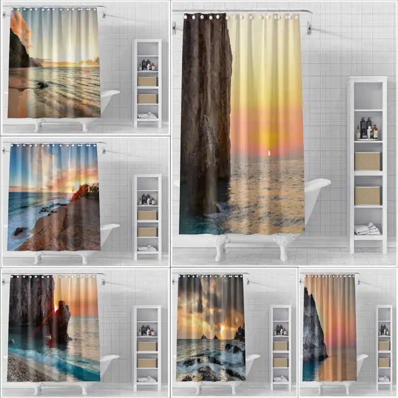 

Seaside Sunrise Shower Curtain Separates Dry and Wet Areas Effortlessly